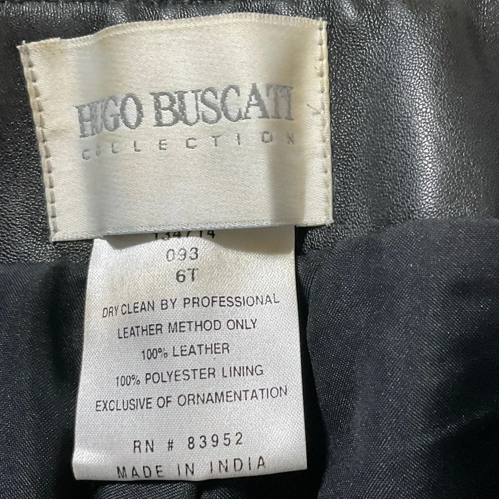 Hugo Buscati Collection Vintage Lined Black 100% leather Pants size 6T
